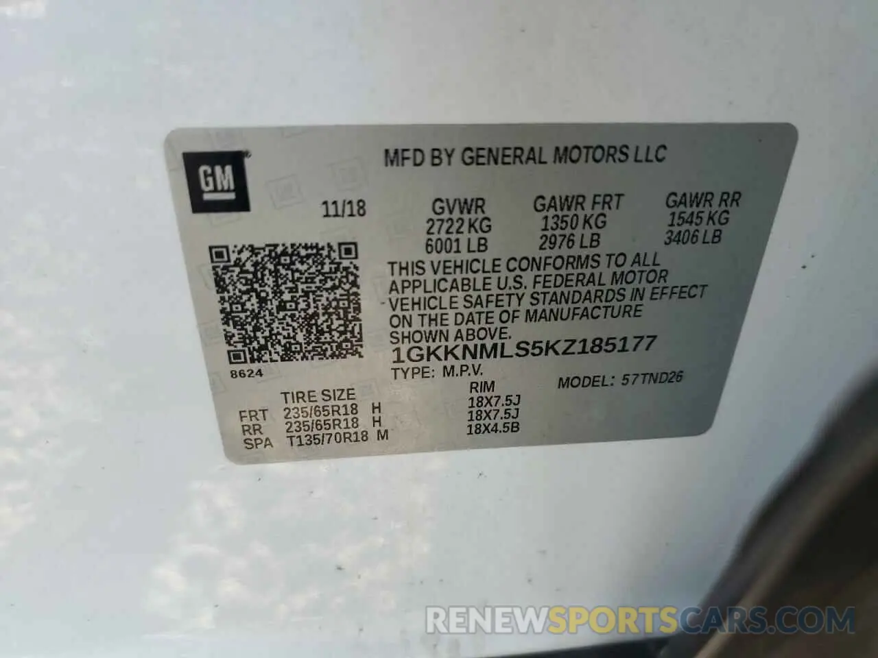 12 Photograph of a damaged car 1GKKNMLS5KZ185177 GMC ACADIA 2019