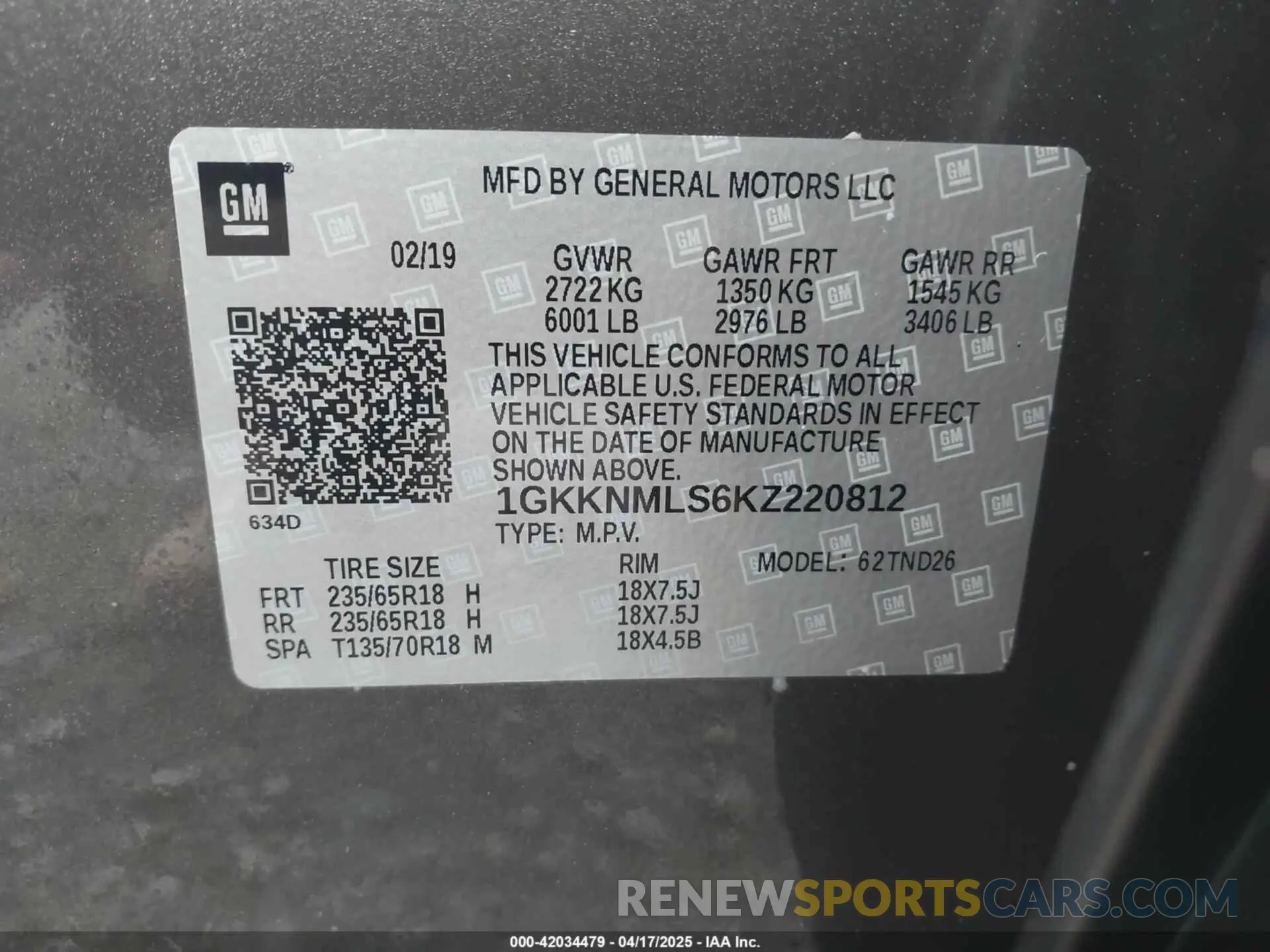 9 Photograph of a damaged car 1GKKNMLS6KZ220812 GMC ACADIA 2019