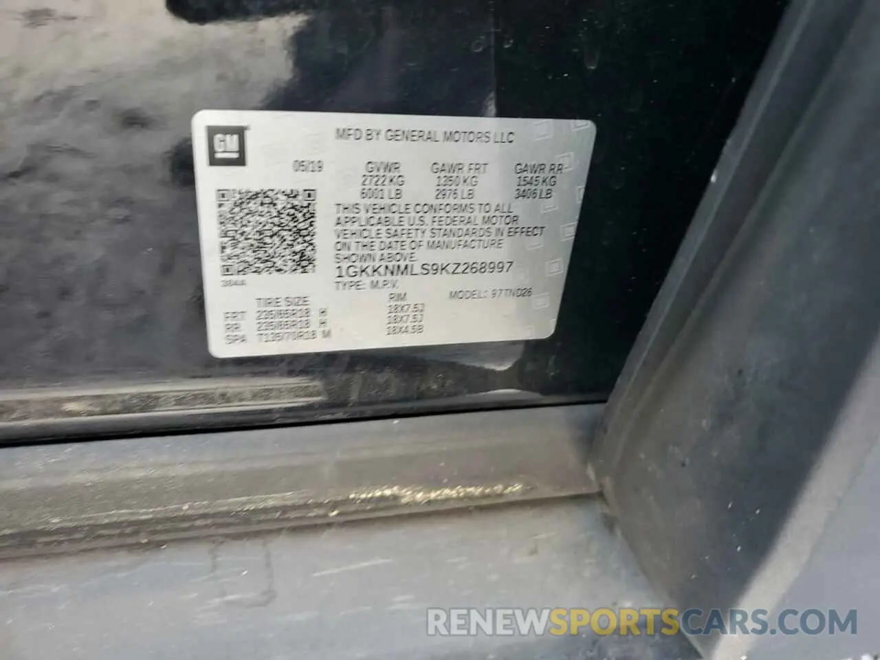 13 Photograph of a damaged car 1GKKNMLS9KZ268997 GMC ACADIA 2019