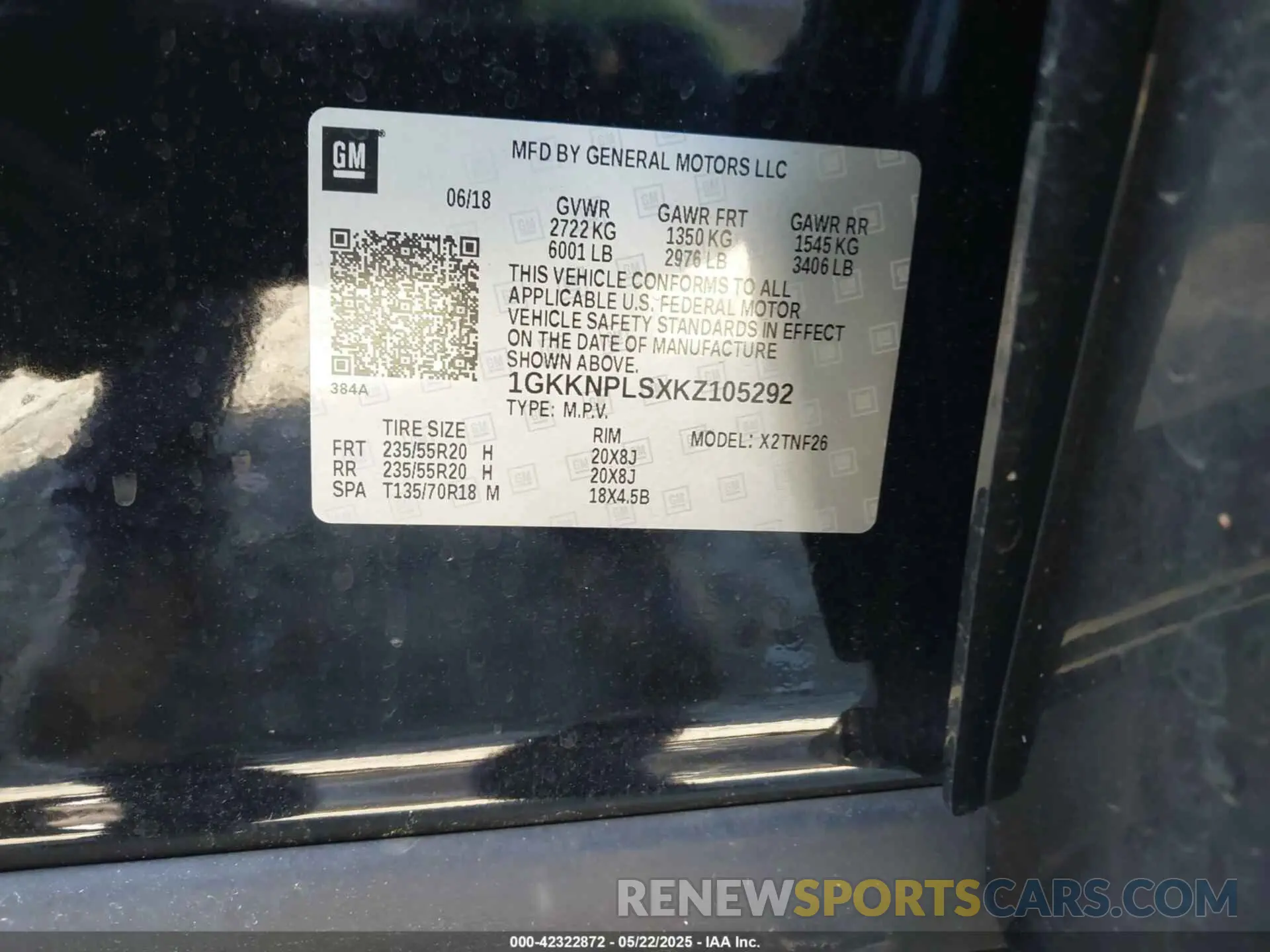 9 Photograph of a damaged car 1GKKNPLSXKZ105292 GMC ACADIA 2019