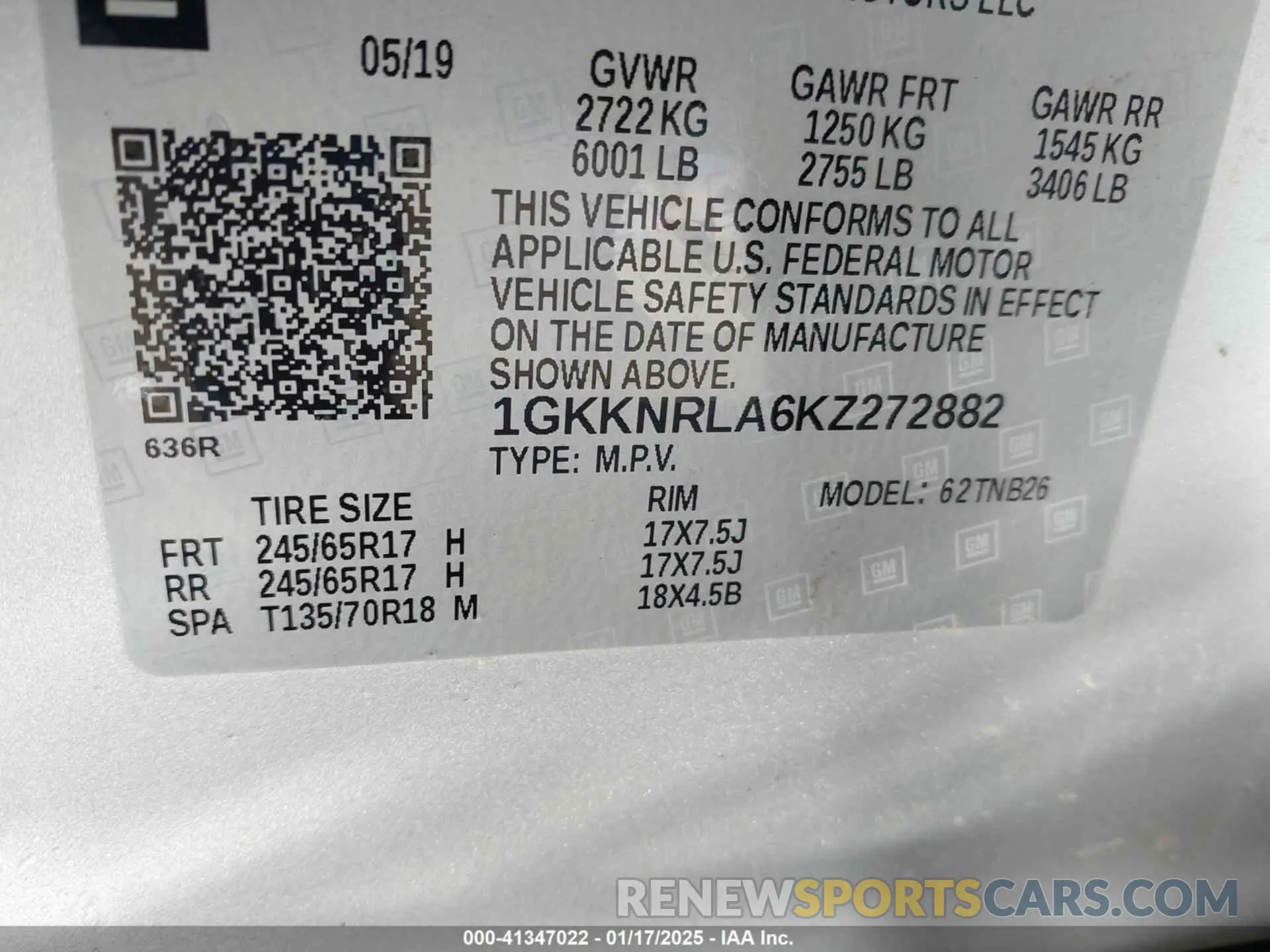 9 Photograph of a damaged car 1GKKNRLA6KZ272882 GMC ACADIA 2019