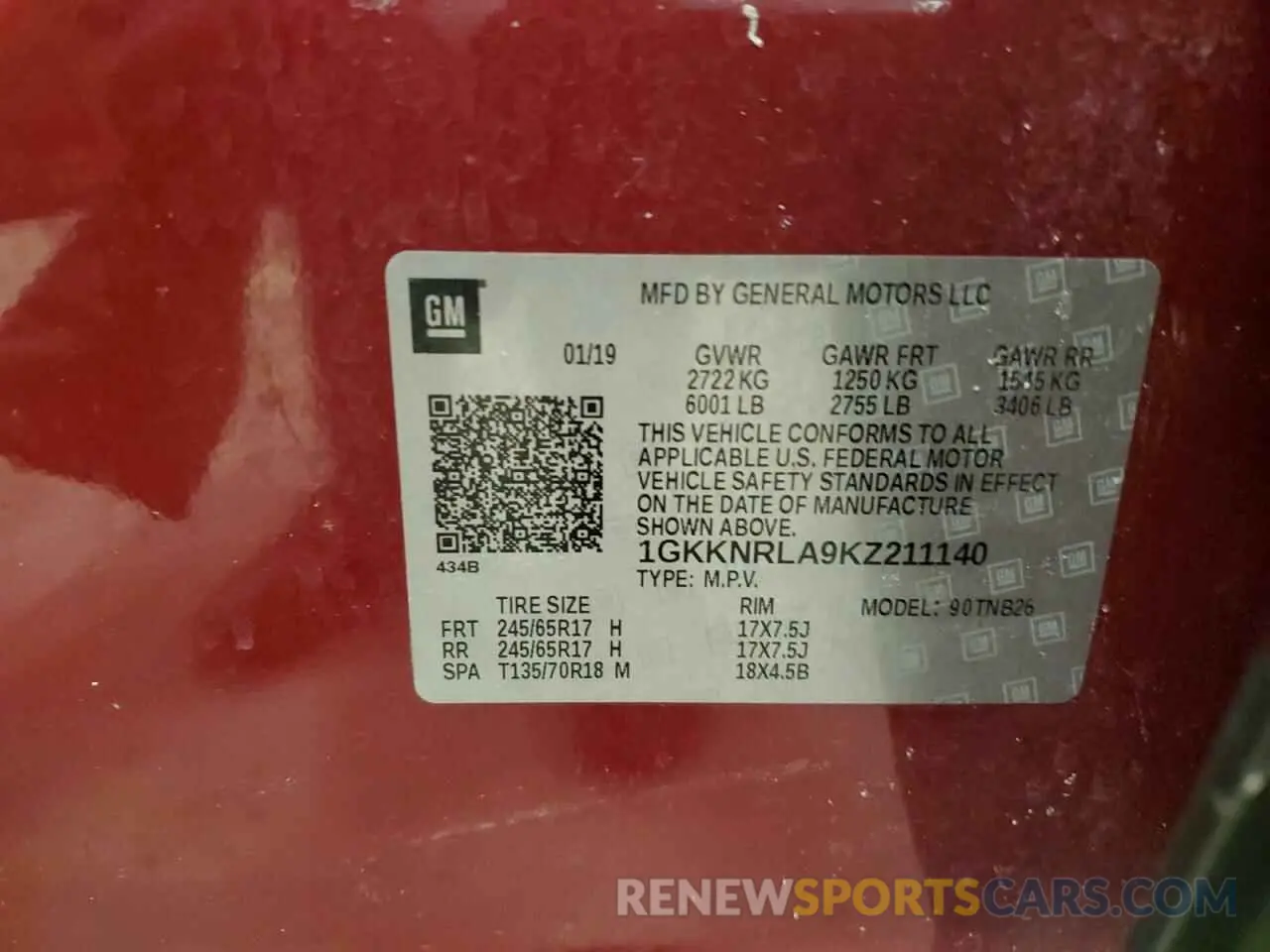 14 Photograph of a damaged car 1GKKNRLA9KZ211140 GMC ACADIA 2019