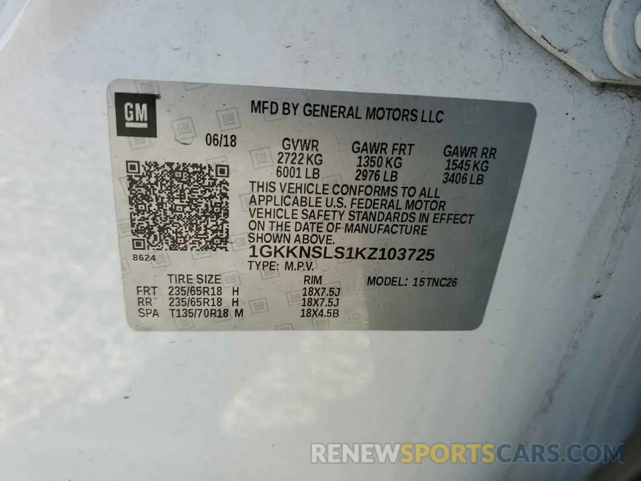 14 Фотография поврежденного автомобиля 1GKKNSLS1KZ103725 GMC ACADIA 2019