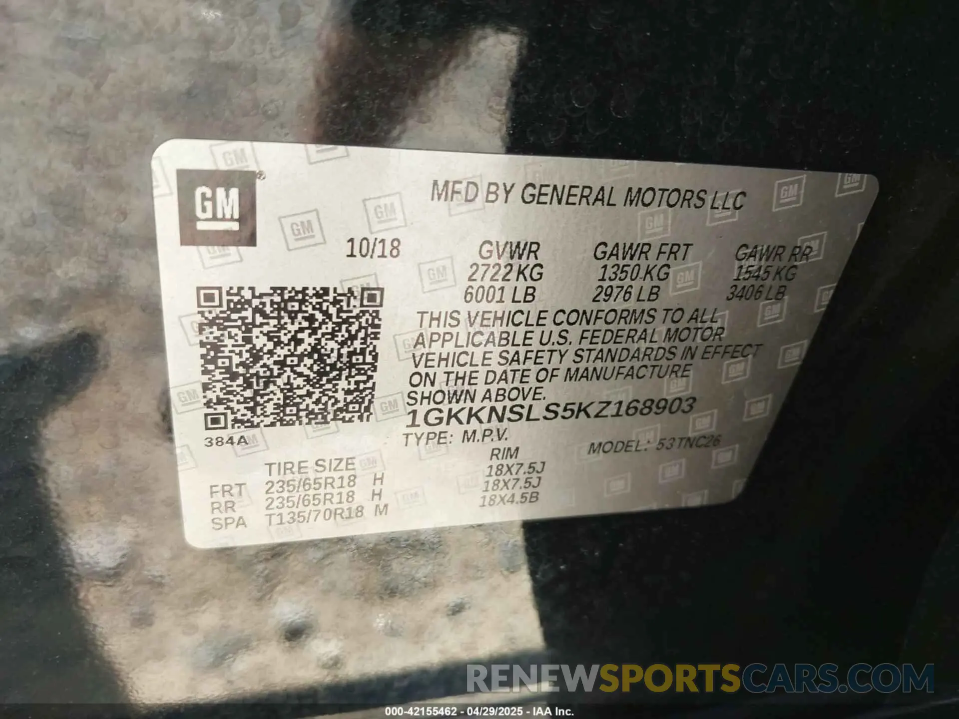 9 Фотография поврежденного автомобиля 1GKKNSLS5KZ168903 GMC ACADIA 2019