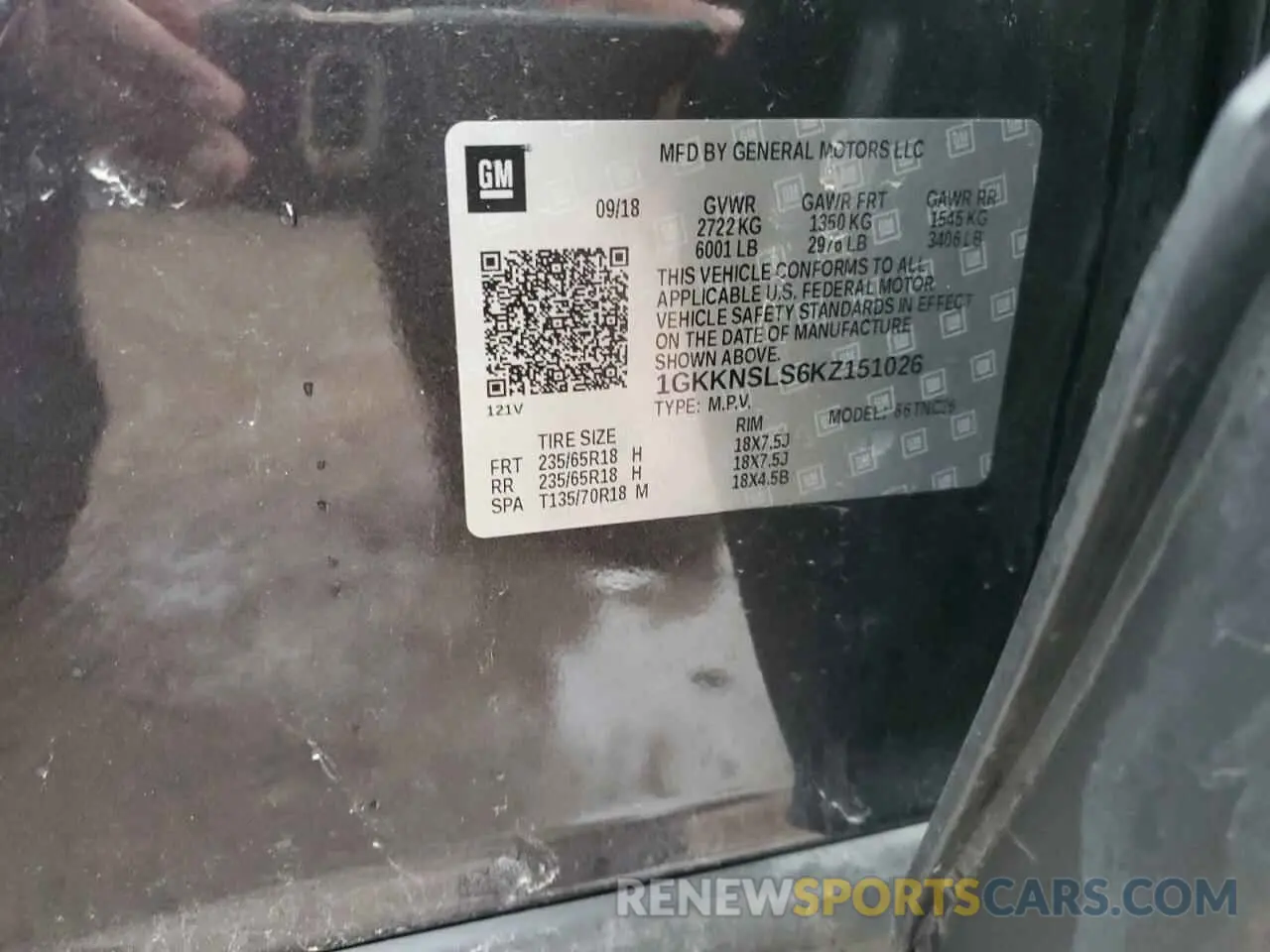 13 Photograph of a damaged car 1GKKNSLS6KZ151026 GMC ACADIA 2019