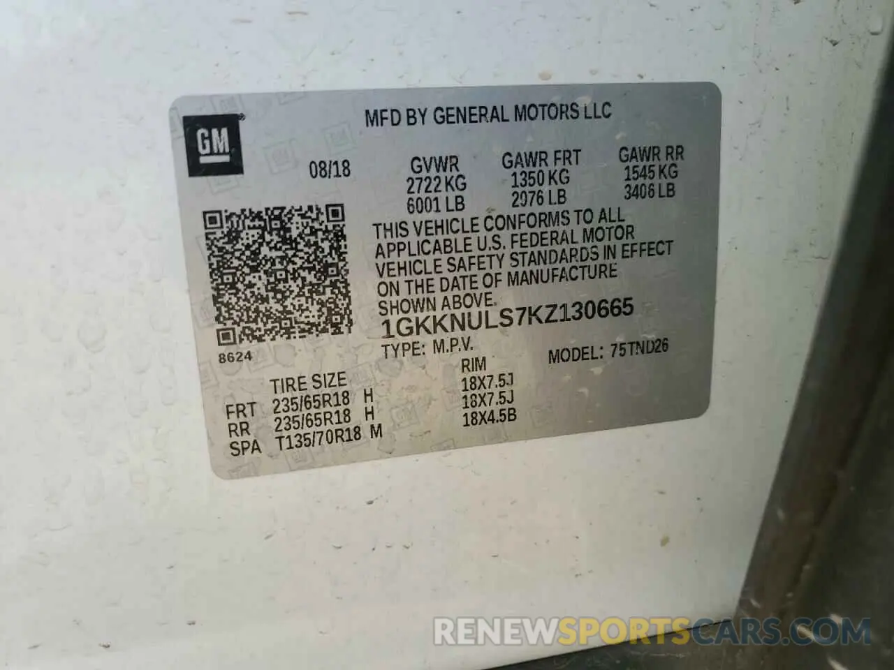 13 Фотография поврежденного автомобиля 1GKKNULS7KZ130665 GMC ACADIA 2019