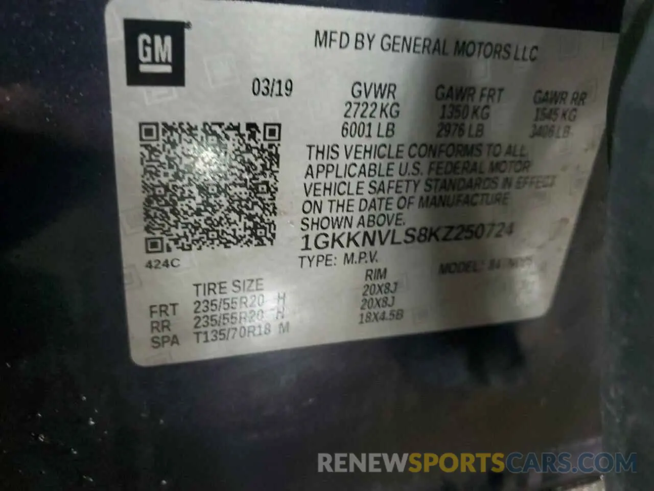 14 Photograph of a damaged car 1GKKNVLS8KZ250724 GMC ACADIA 2019