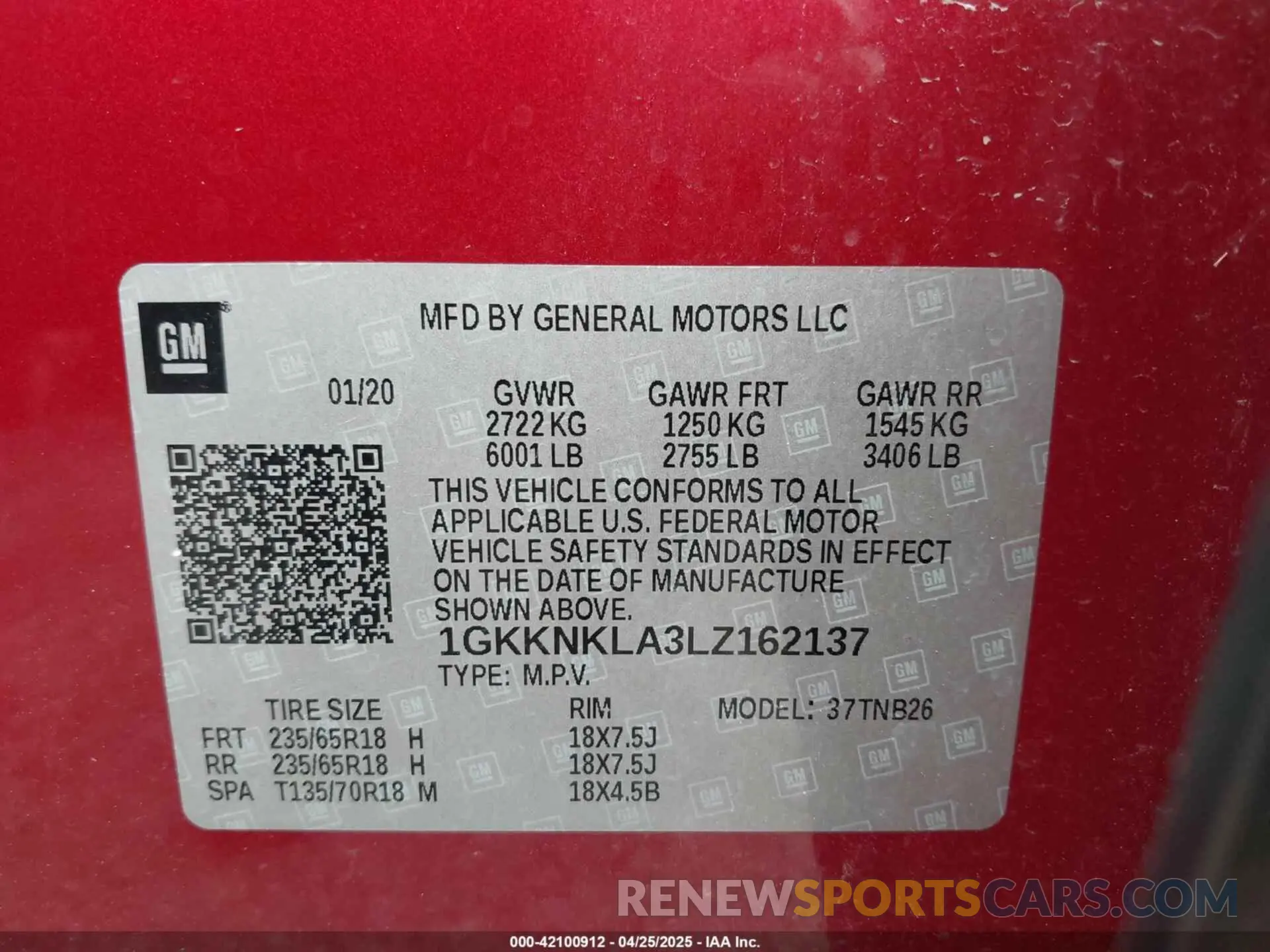 9 Фотография поврежденного автомобиля 1GKKNKLA3LZ162137 GMC ACADIA 2020