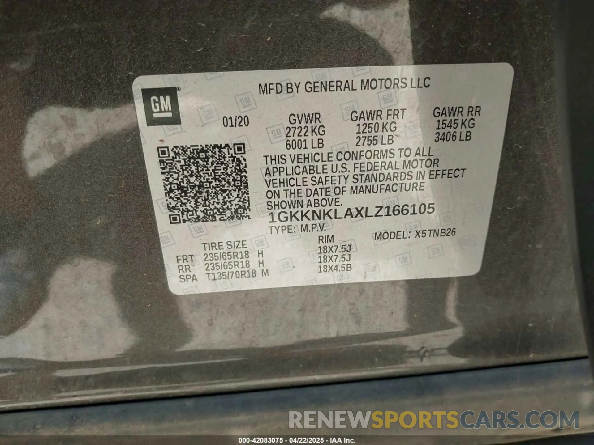 9 Фотография поврежденного автомобиля 1GKKNKLAXLZ166105 GMC ACADIA 2020