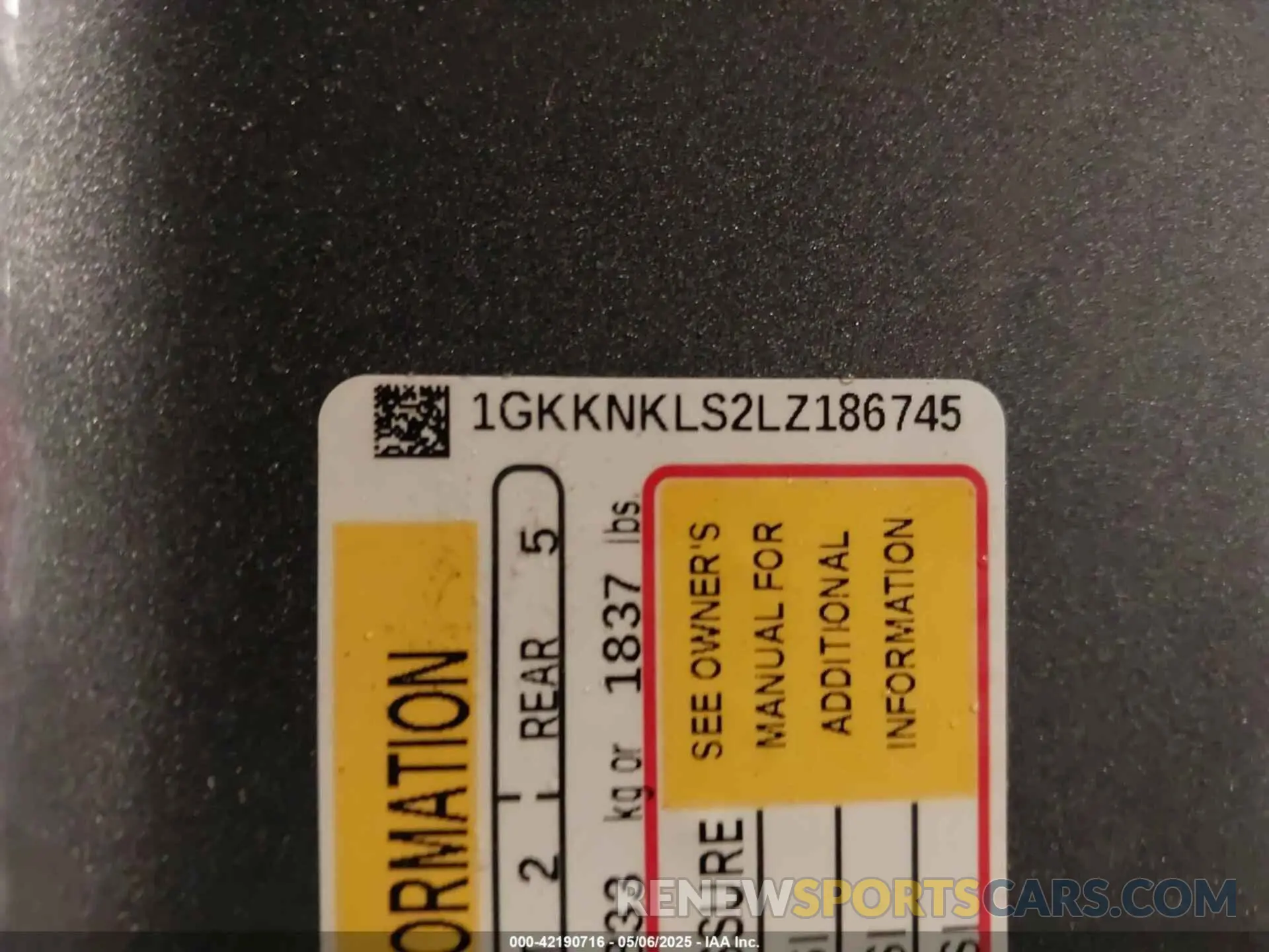 9 Фотография поврежденного автомобиля 1GKKNKLS2LZ186745 GMC ACADIA 2020