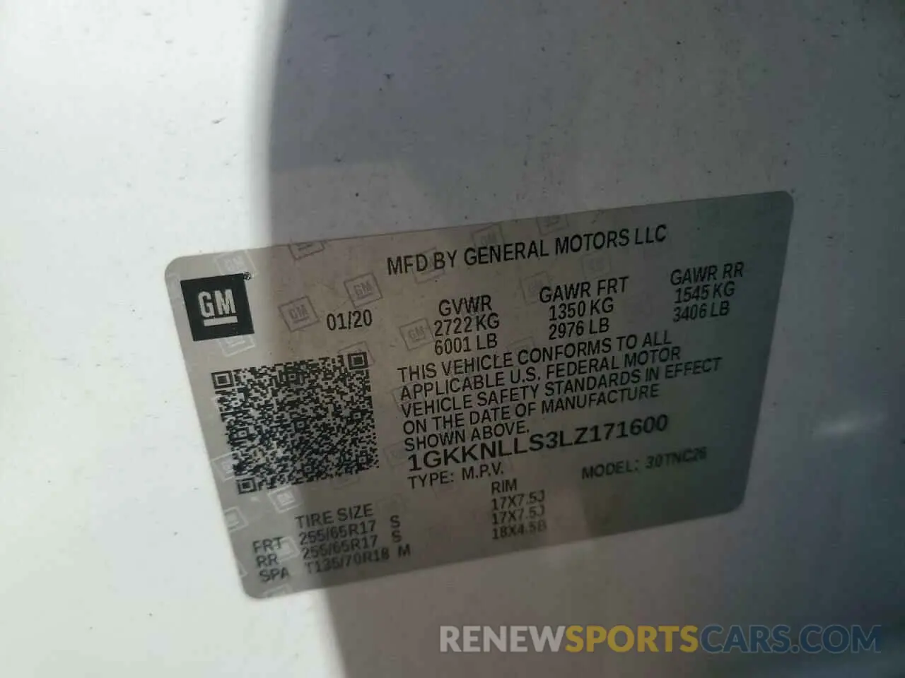 13 Photograph of a damaged car 1GKKNLLS3LZ171600 GMC ACADIA 2020