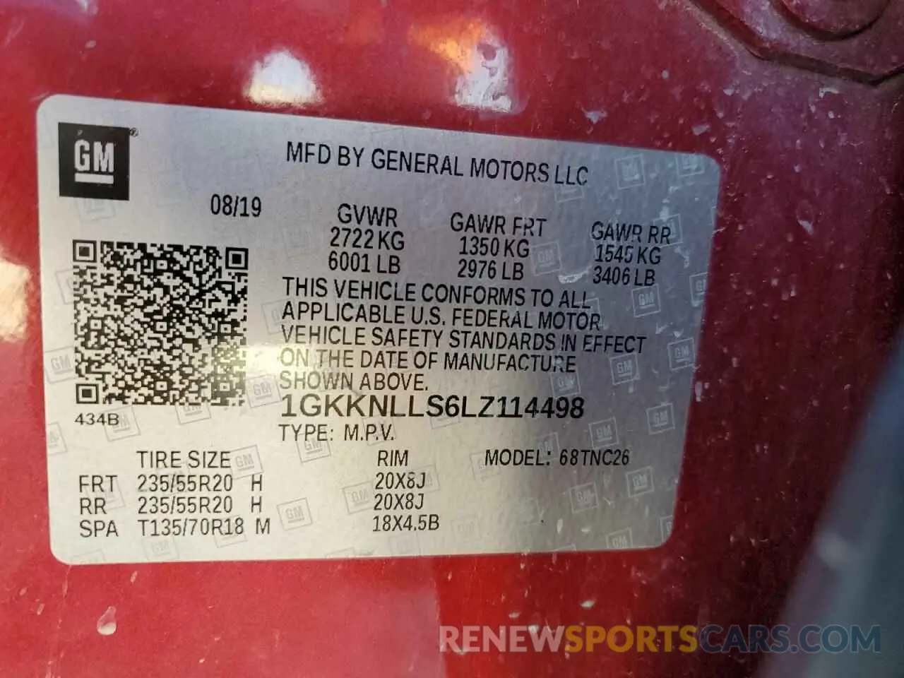 13 Фотография поврежденного автомобиля 1GKKNLLS6LZ114498 GMC ACADIA 2020