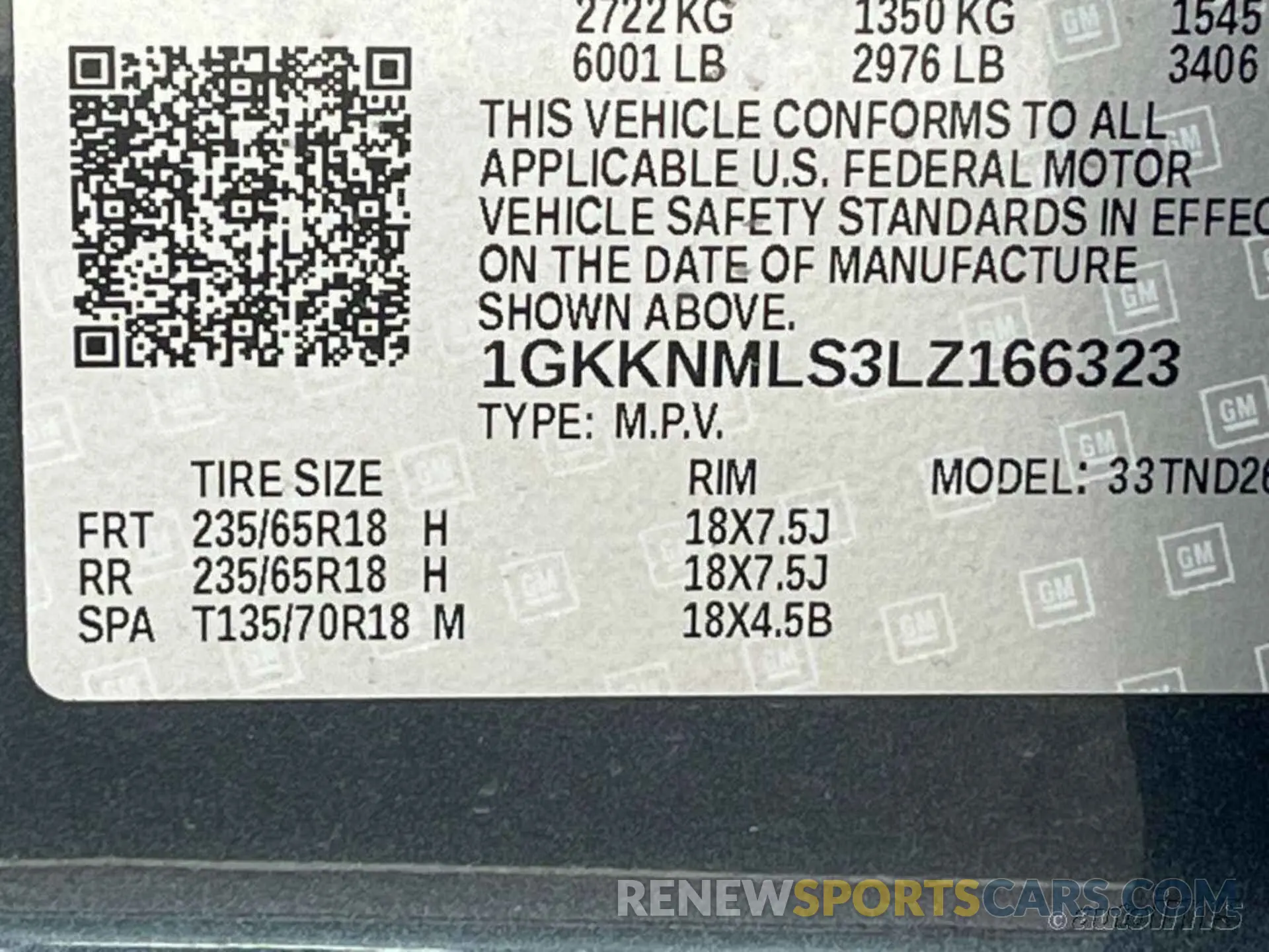 6 Фотография поврежденного автомобиля 1GKKNMLS3LZ166323 GMC ACADIA 2020