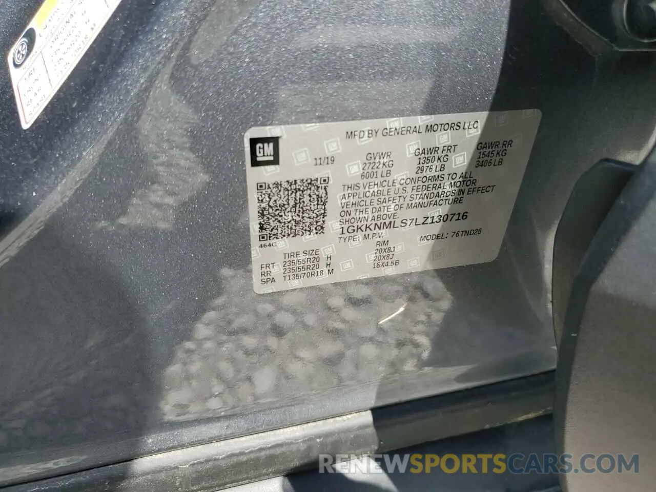14 Photograph of a damaged car 1GKKNMLS7LZ130716 GMC ACADIA 2020
