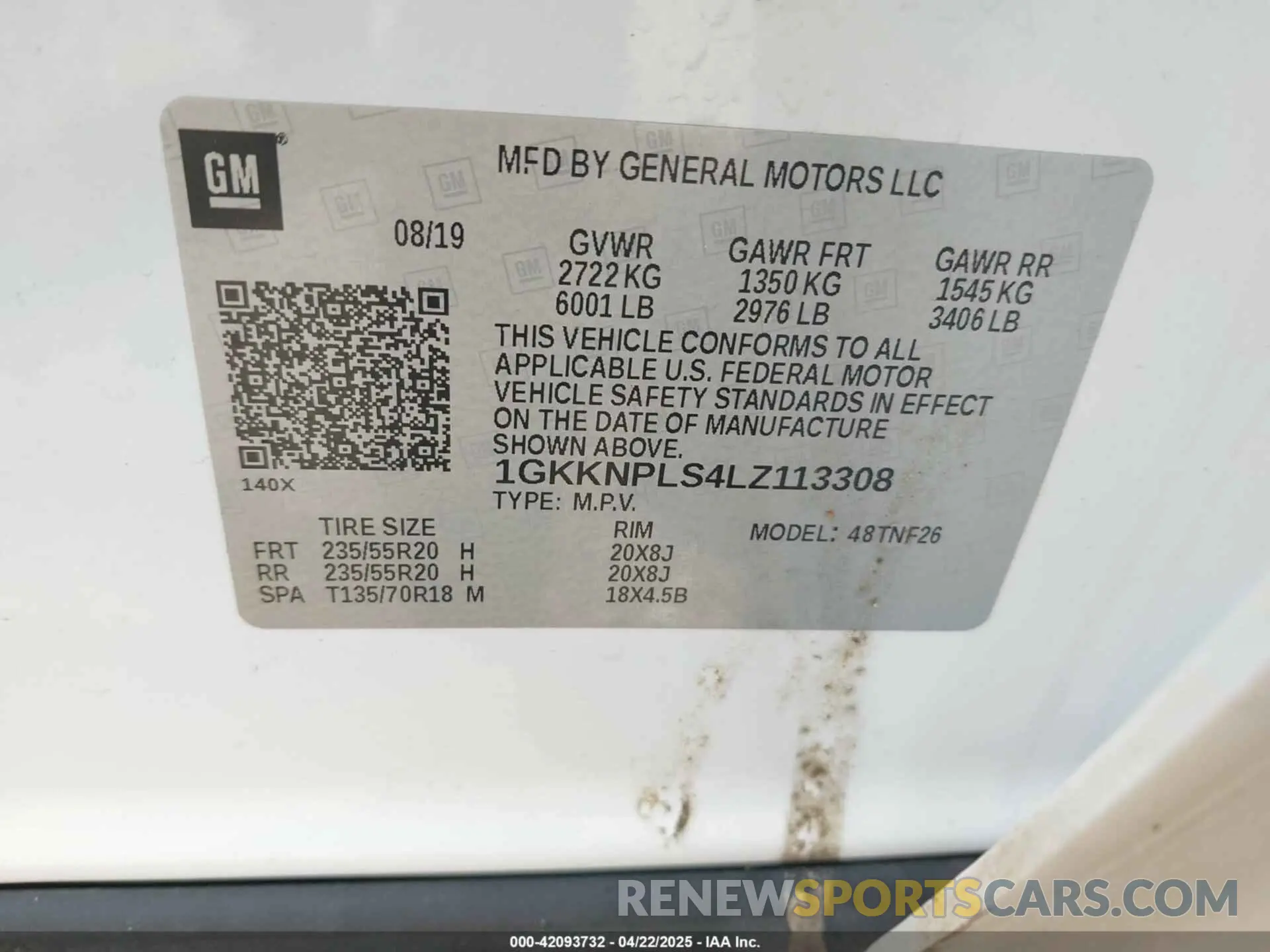9 Фотография поврежденного автомобиля 1GKKNPLS4LZ113308 GMC ACADIA 2020