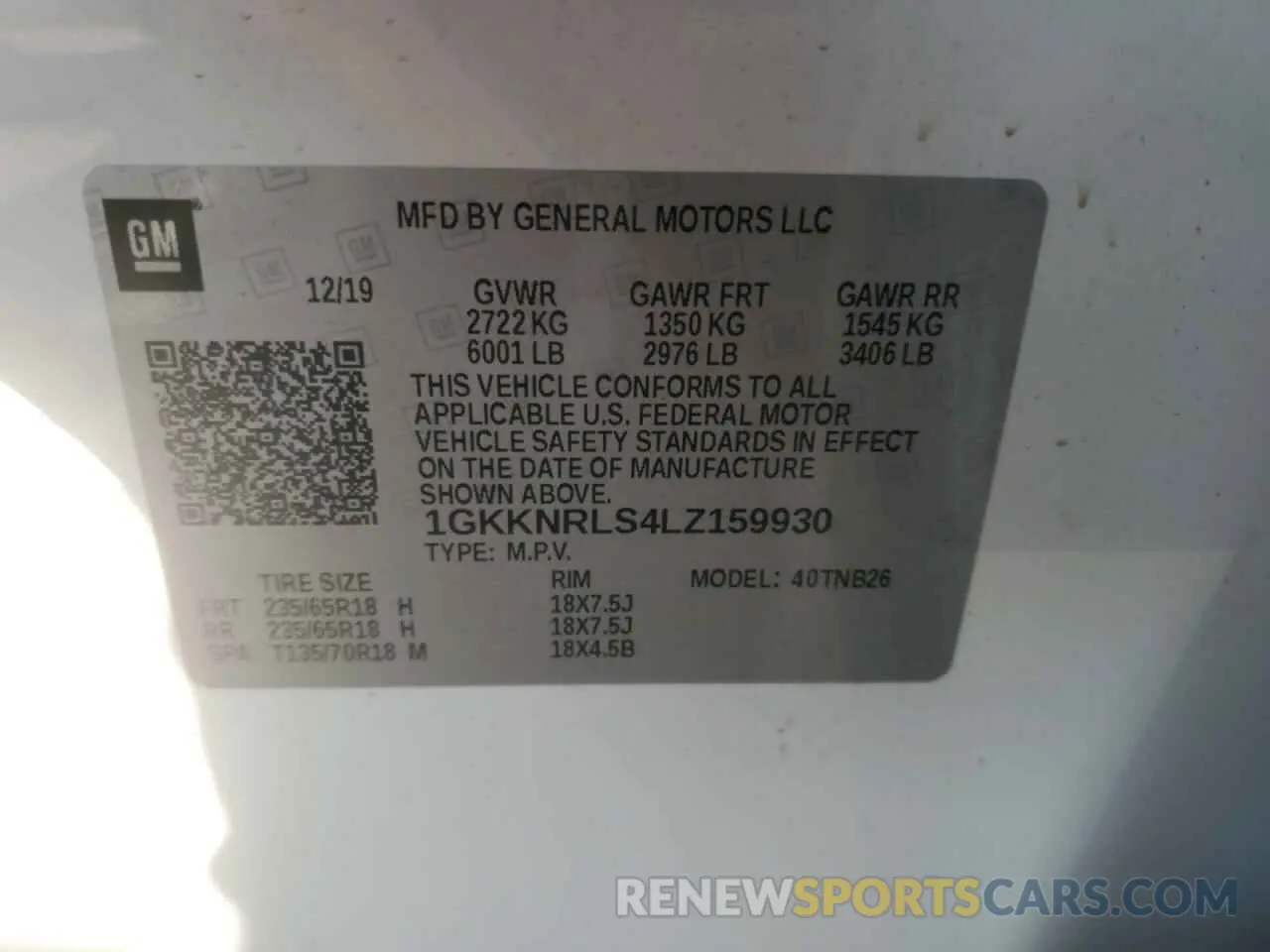 13 Photograph of a damaged car 1GKKNRLS4LZ159930 GMC ACADIA 2020