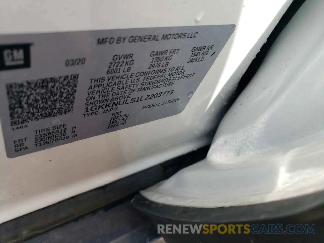 13 Фотография поврежденного автомобиля 1GKKNULS1LZ203773 GMC ACADIA 2020