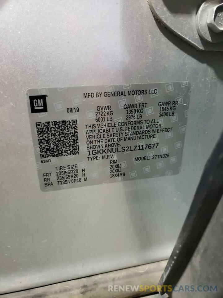 13 Photograph of a damaged car 1GKKNULS2LZ117677 GMC ACADIA 2020