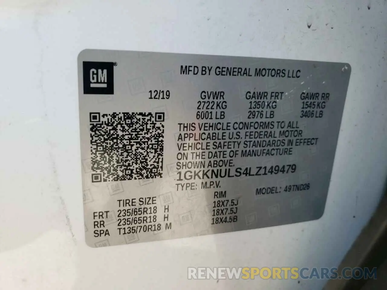 16 Фотография поврежденного автомобиля 1GKKNULS4LZ149479 GMC ACADIA 2020