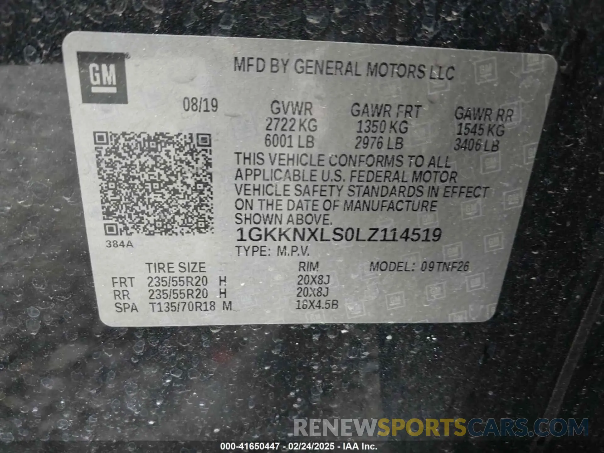 9 Photograph of a damaged car 1GKKNXLS0LZ114519 GMC ACADIA 2020