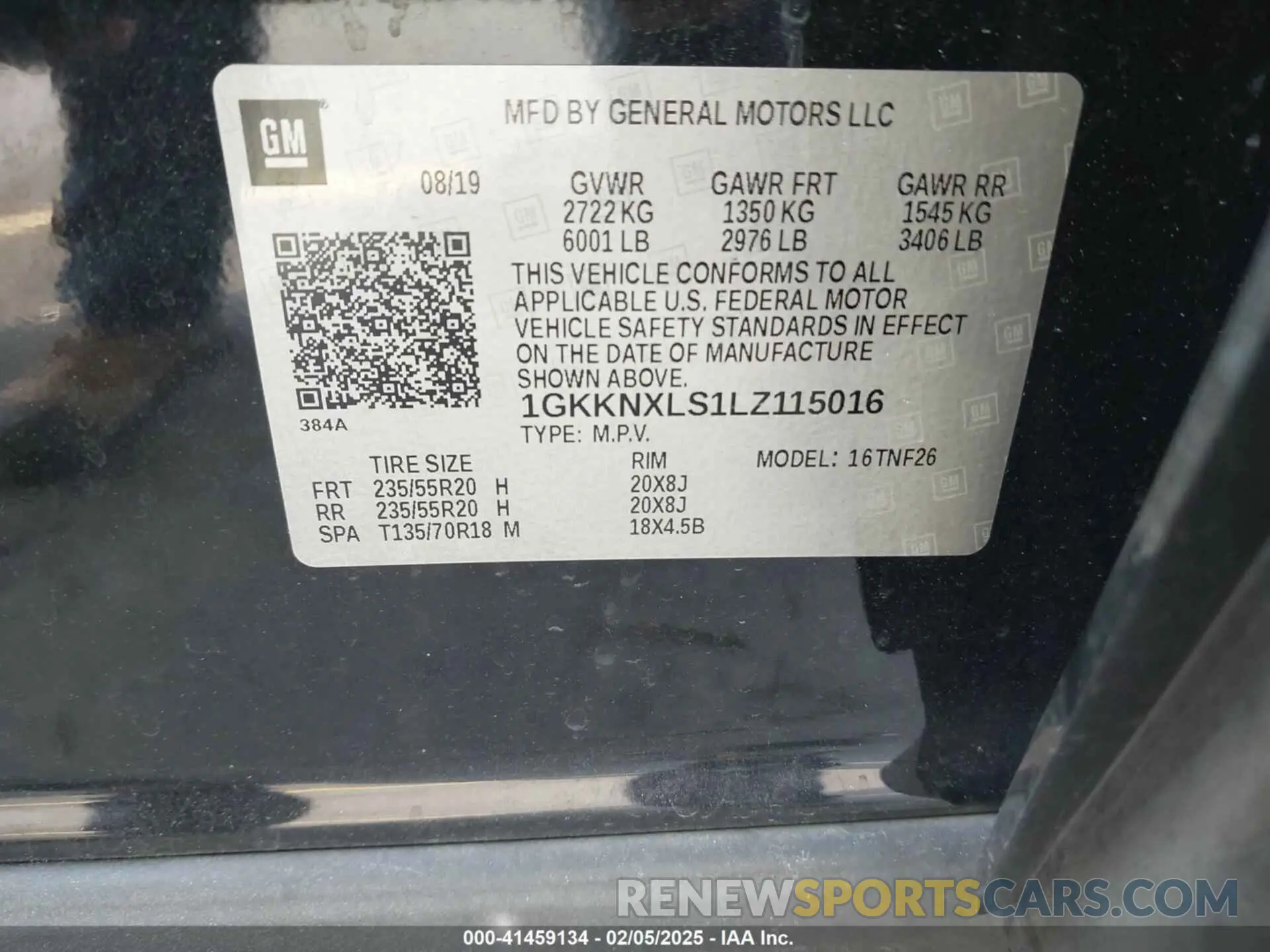 9 Фотография поврежденного автомобиля 1GKKNXLS1LZ115016 GMC ACADIA 2020