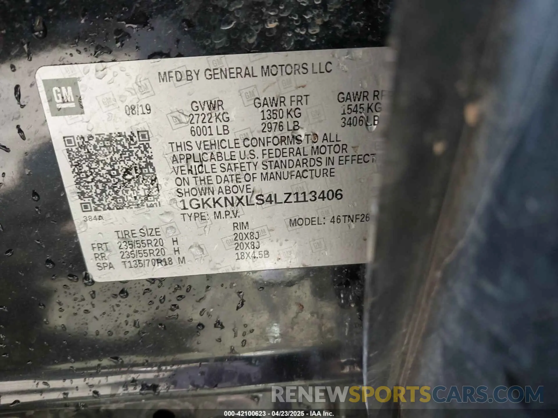9 Фотография поврежденного автомобиля 1GKKNXLS4LZ113406 GMC ACADIA 2020