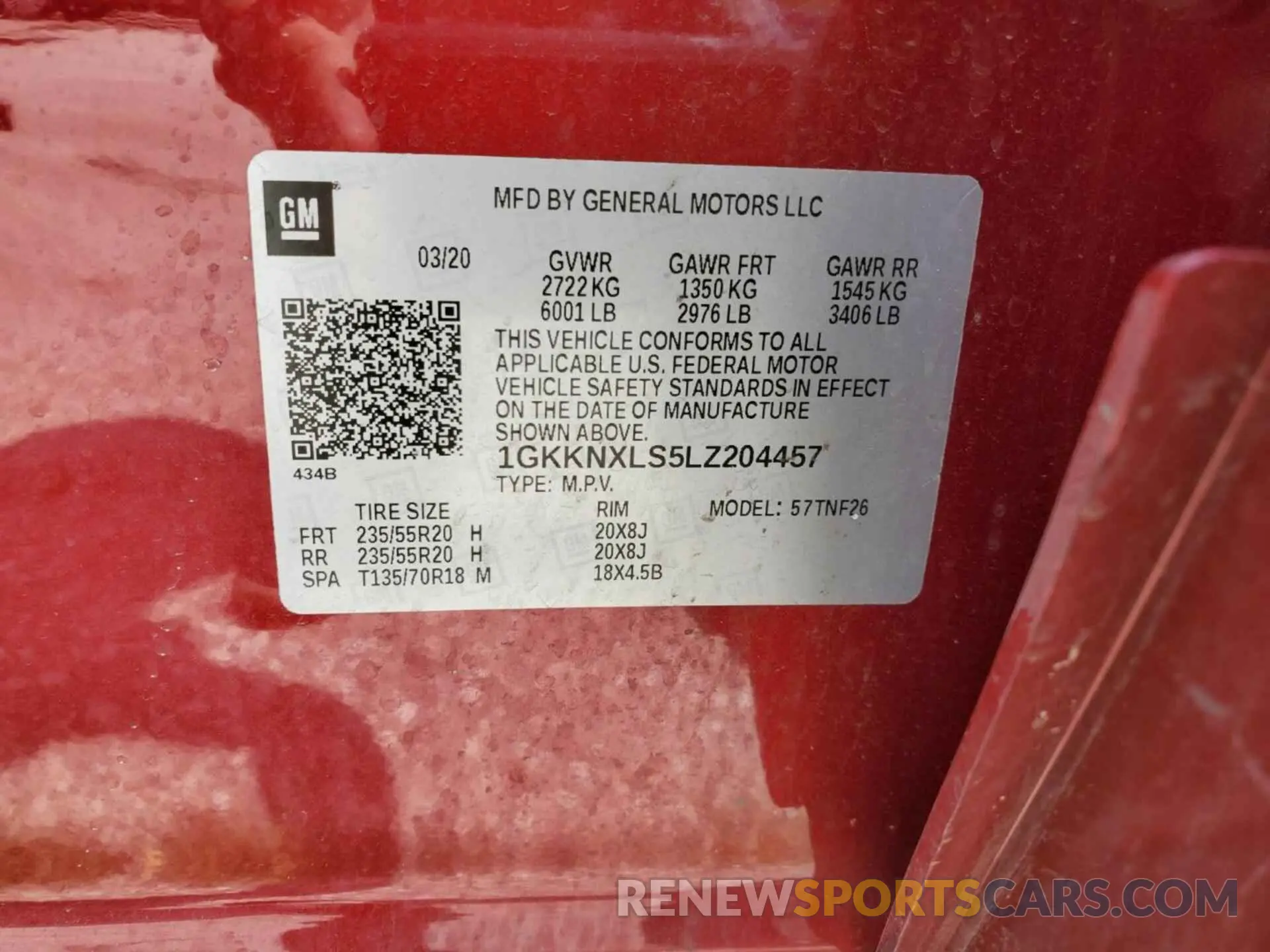 8 Photograph of a damaged car 1GKKNXLS5LZ204457 GMC ACADIA 2020