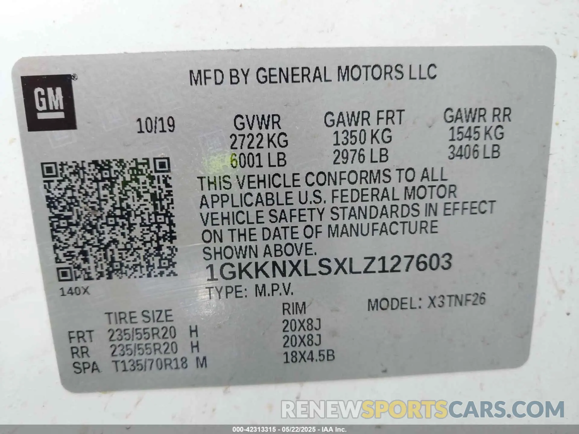 9 Photograph of a damaged car 1GKKNXLSXLZ127603 GMC ACADIA 2020