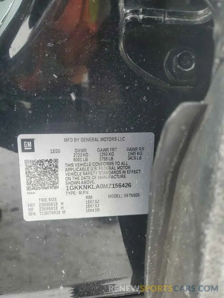 13 Photograph of a damaged car 1GKKNKLA0MZ156426 GMC ACADIA 2021