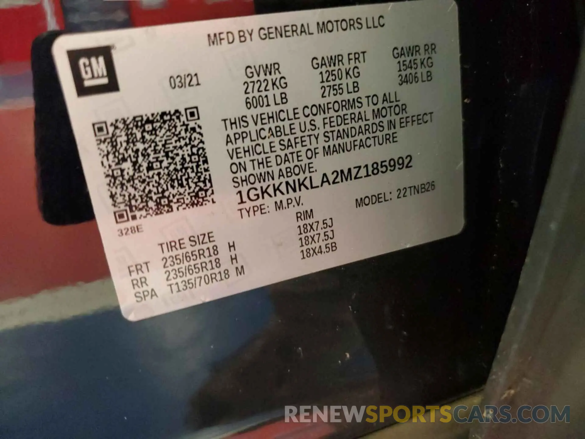 7 Photograph of a damaged car 1GKKNKLA2MZ185992 GMC ACADIA 2021