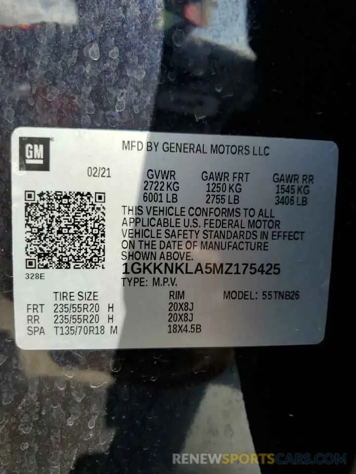13 Photograph of a damaged car 1GKKNKLA5MZ175425 GMC ACADIA 2021