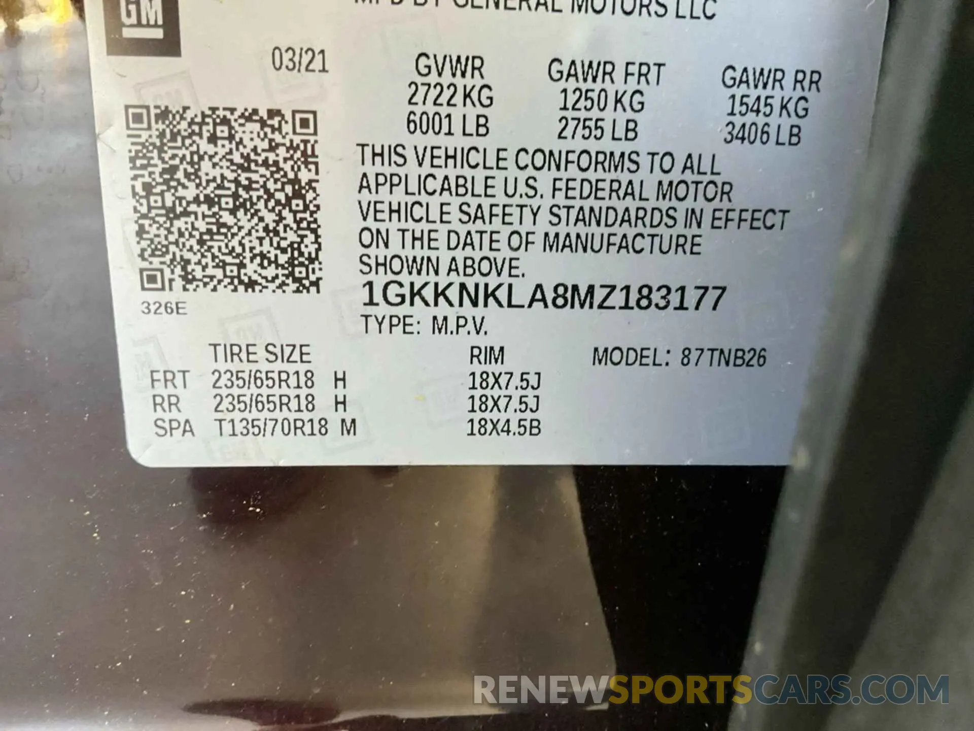 16 Photograph of a damaged car 1GKKNKLA8MZ183177 GMC ACADIA 2021