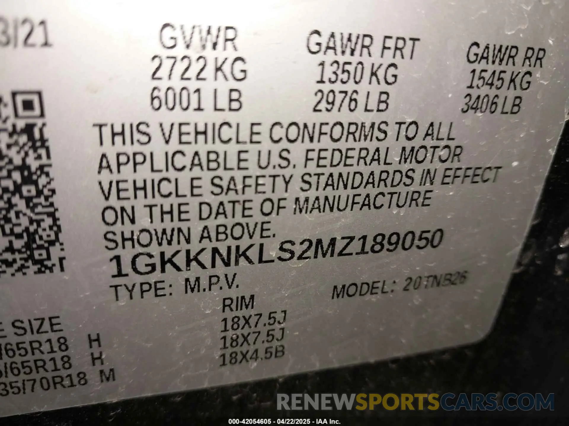 9 Фотография поврежденного автомобиля 1GKKNKLS2MZ189050 GMC ACADIA 2021