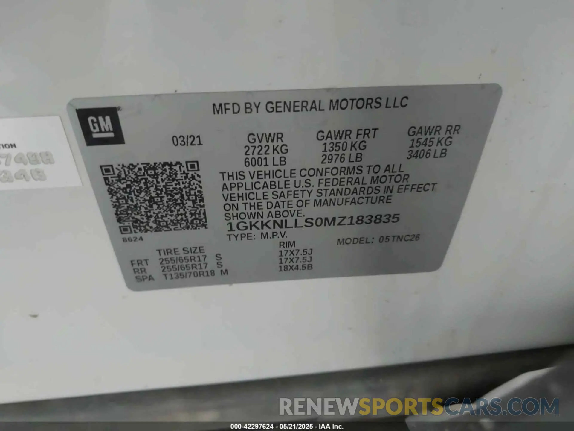 9 Photograph of a damaged car 1GKKNLLS0MZ183835 GMC ACADIA 2021