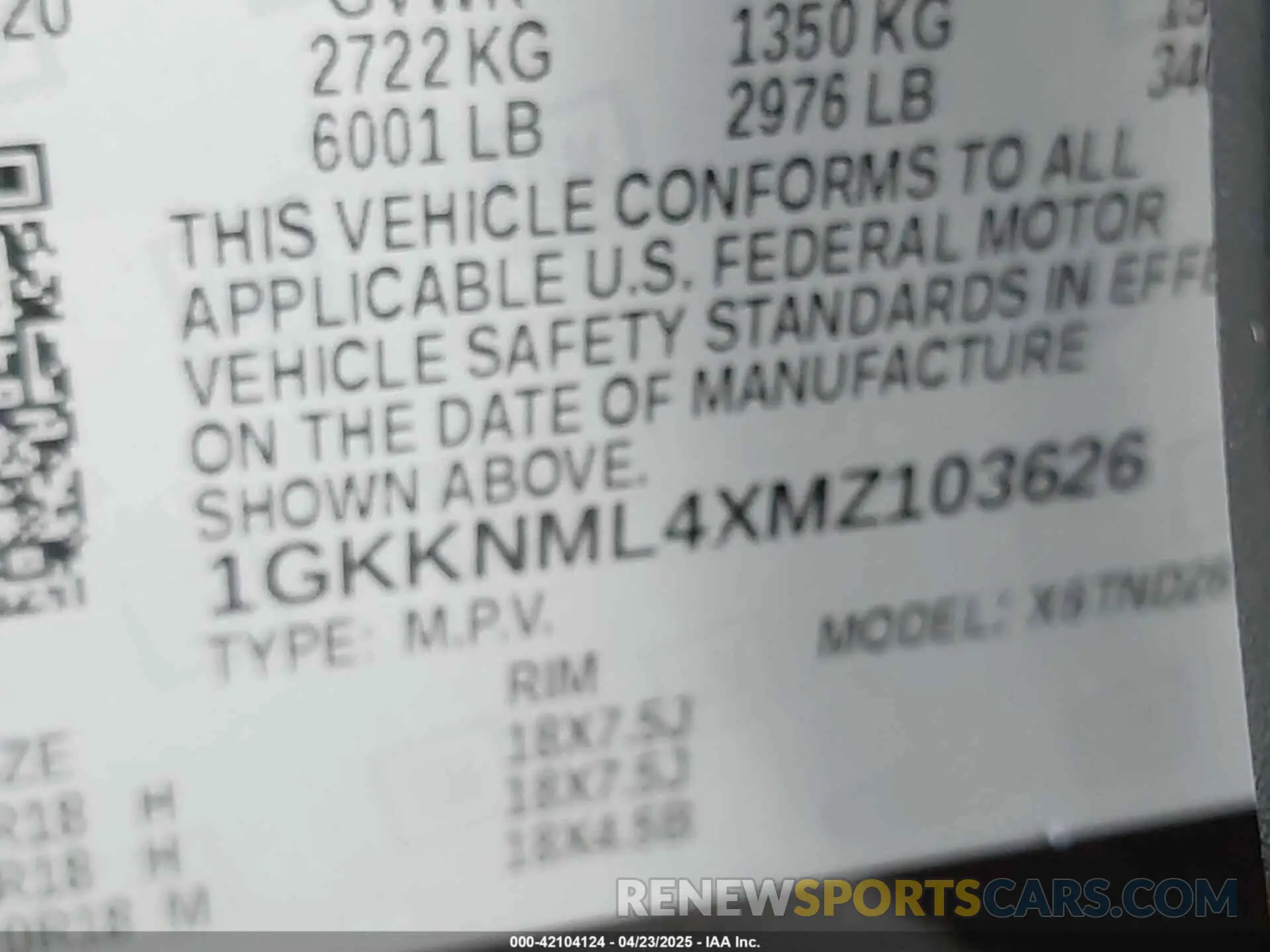 9 Фотография поврежденного автомобиля 1GKKNML4XMZ103626 GMC ACADIA 2021