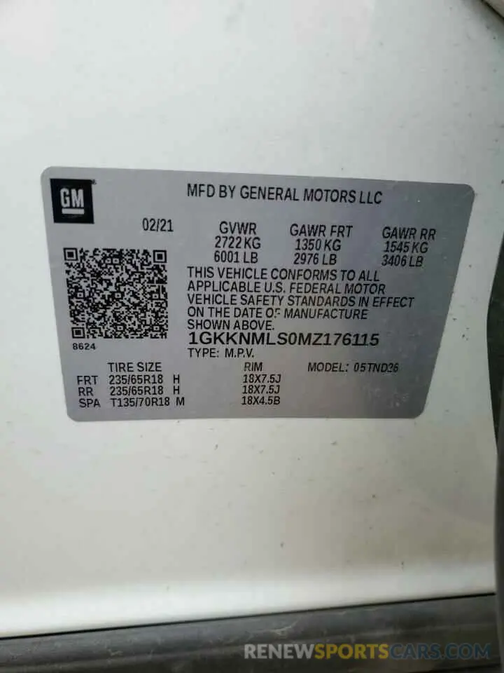 13 Photograph of a damaged car 1GKKNMLS0MZ176115 GMC ACADIA 2021