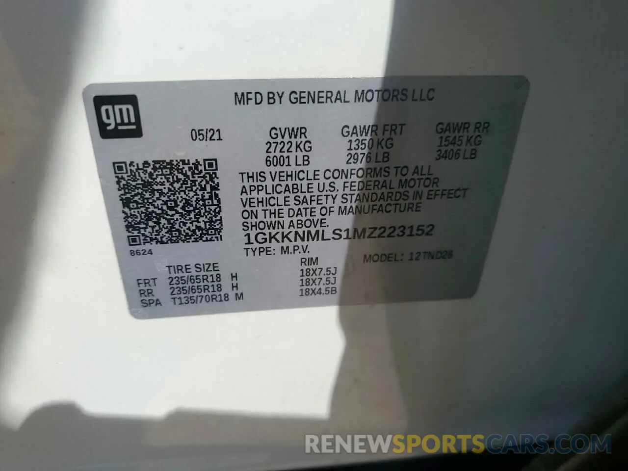 16 Фотография поврежденного автомобиля 1GKKNMLS1MZ223152 GMC ACADIA 2021
