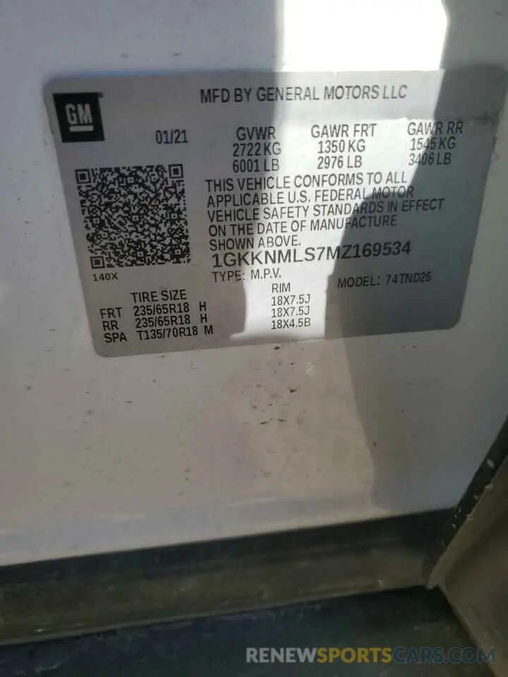 15 Photograph of a damaged car 1GKKNMLS7MZ169534 GMC ACADIA 2021