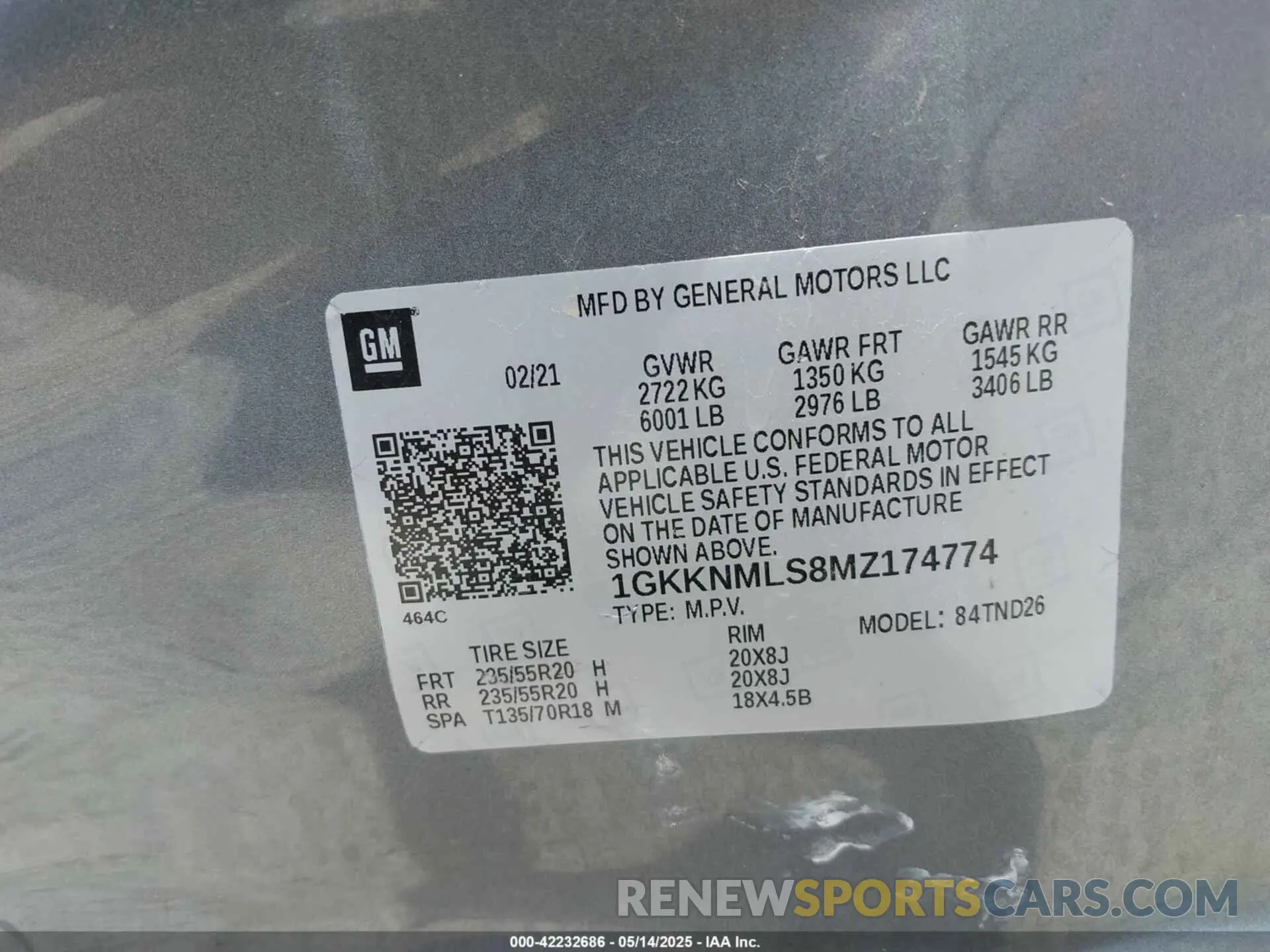 9 Photograph of a damaged car 1GKKNMLS8MZ174774 GMC ACADIA 2021