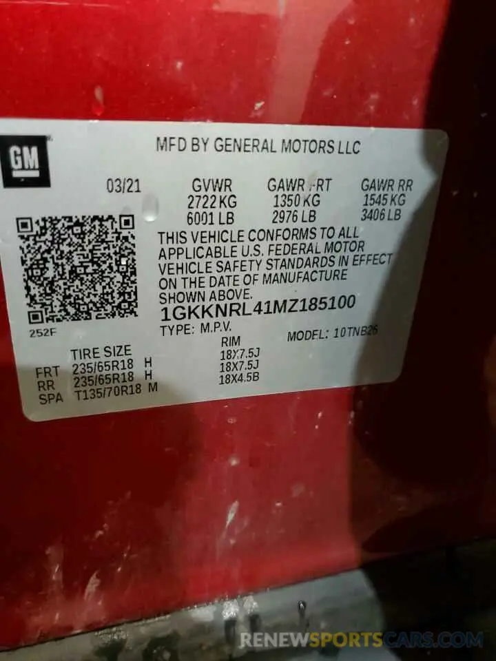 14 Photograph of a damaged car 1GKKNRL41MZ185100 GMC ACADIA 2021