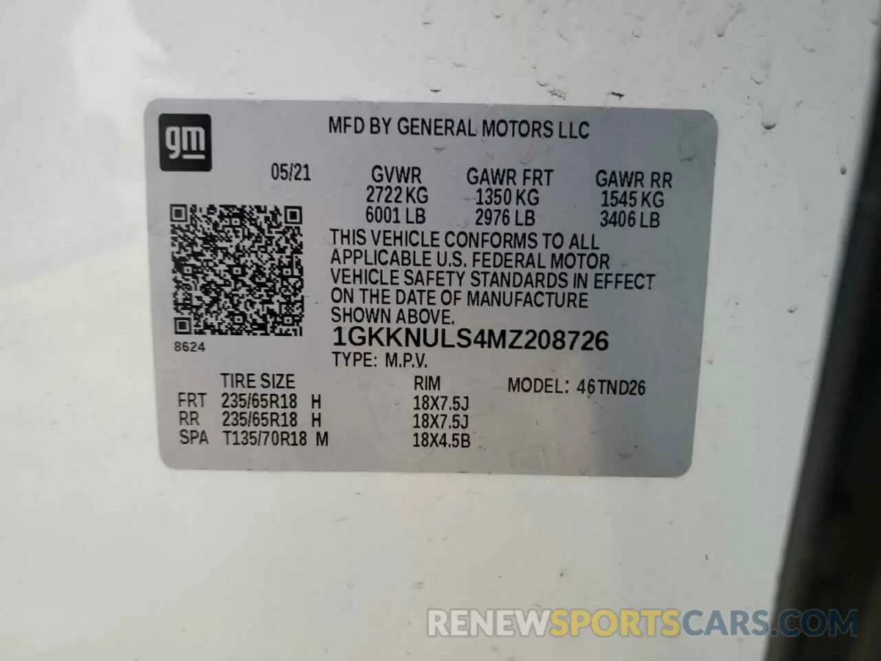 15 Photograph of a damaged car 1GKKNULS4MZ208726 GMC ACADIA 2021