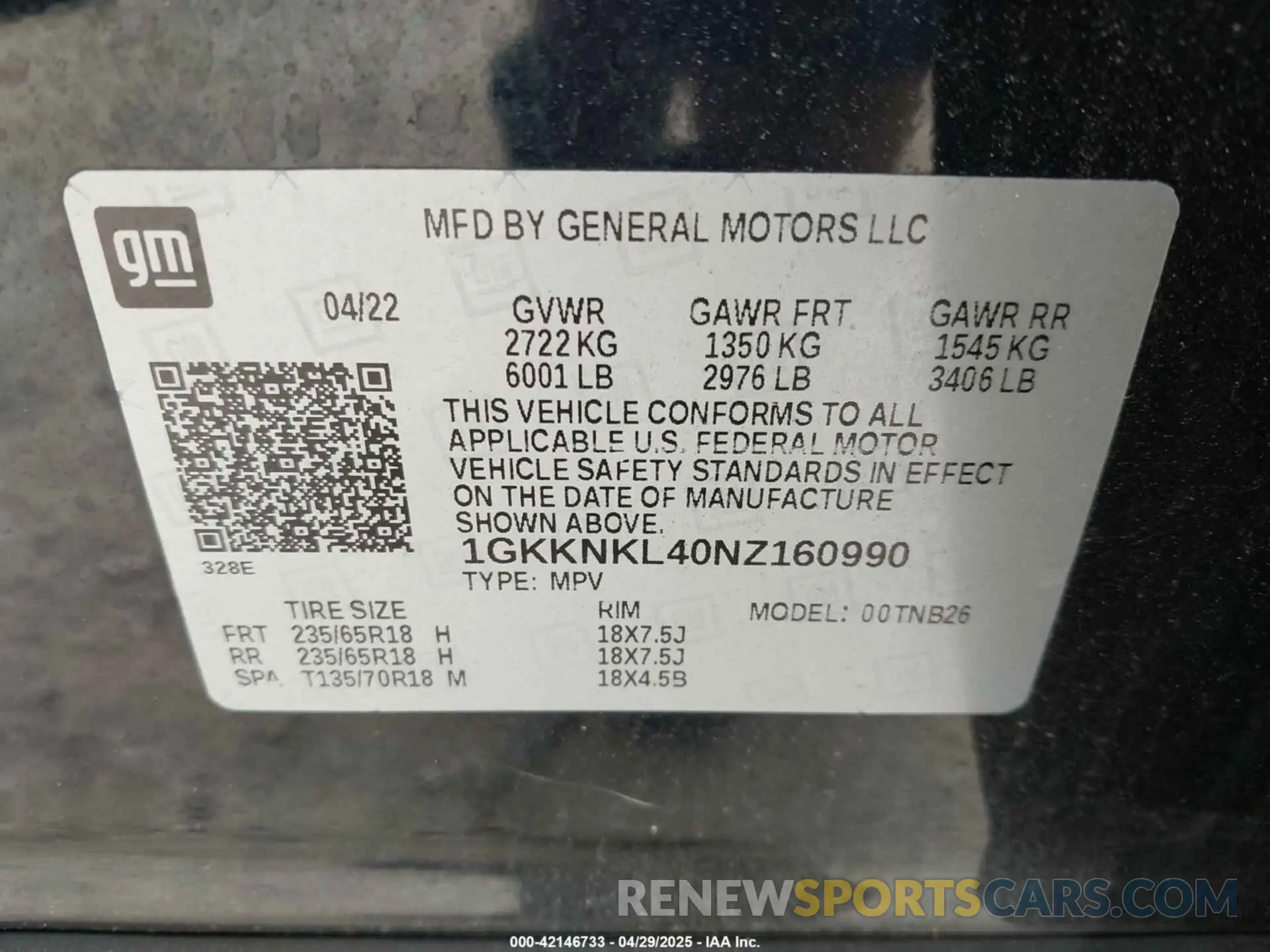 9 Photograph of a damaged car 1GKKNKL40NZ160990 GMC ACADIA 2022