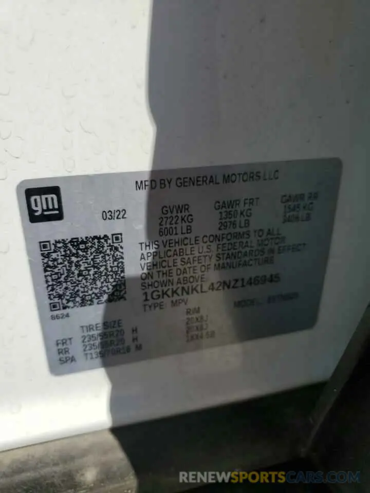 13 Фотография поврежденного автомобиля 1GKKNKL42NZ146945 GMC ACADIA 2022