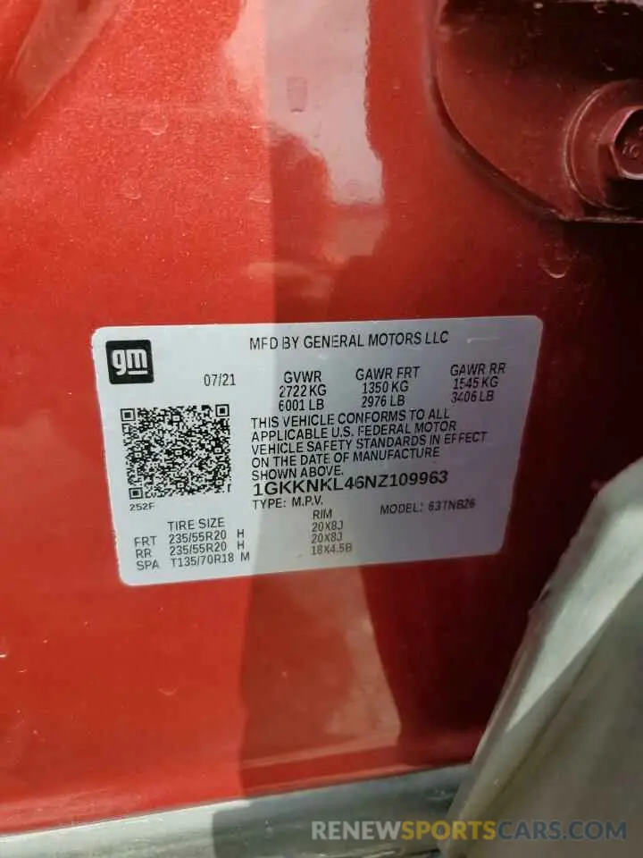 14 Фотография поврежденного автомобиля 1GKKNKL46NZ109963 GMC ACADIA 2022