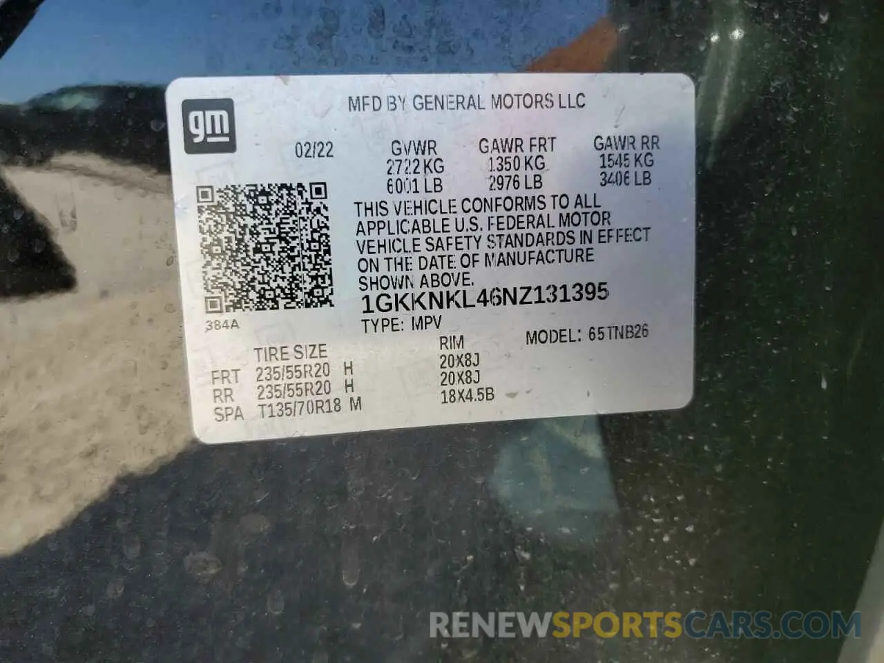 14 Photograph of a damaged car 1GKKNKL46NZ131395 GMC ACADIA 2022