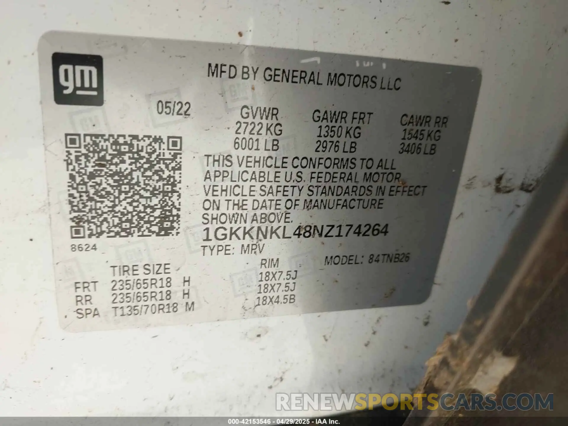 9 Фотография поврежденного автомобиля 1GKKNKL48NZ174264 GMC ACADIA 2022