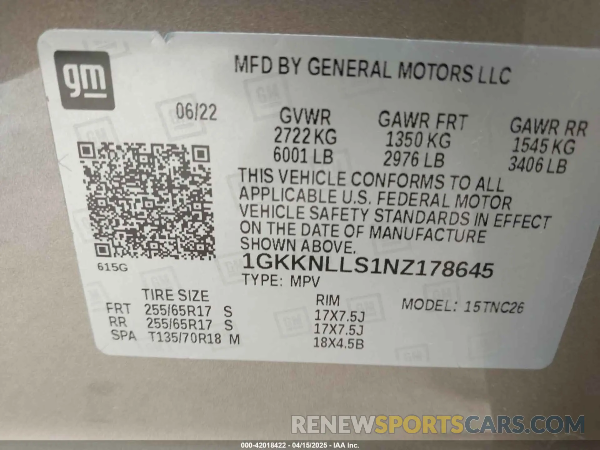 9 Фотография поврежденного автомобиля 1GKKNLLS1NZ178645 GMC ACADIA 2022
