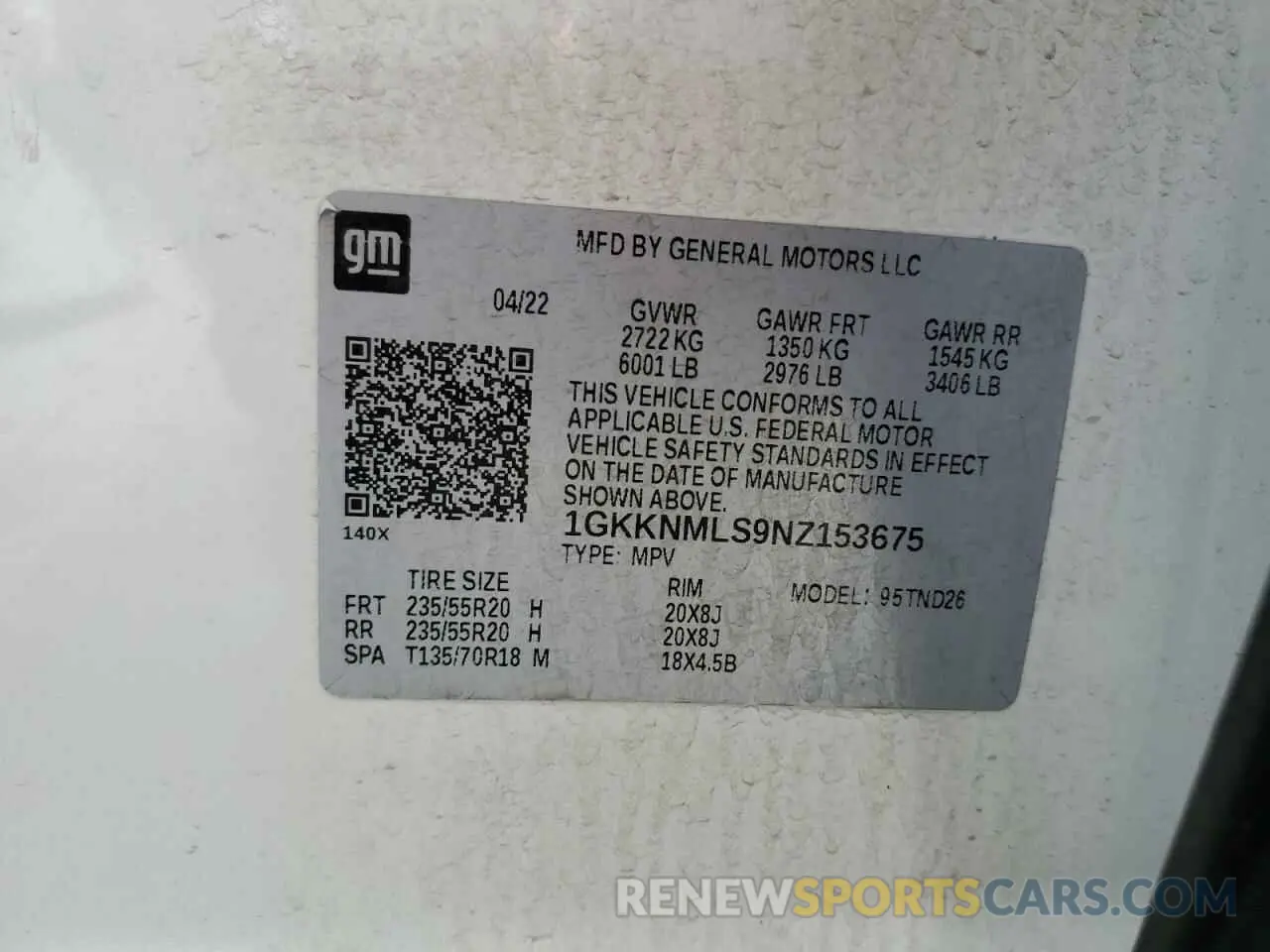 13 Фотография поврежденного автомобиля 1GKKNMLS9NZ153675 GMC ACADIA 2022