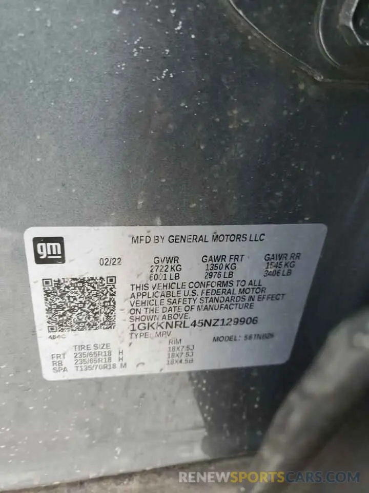 15 Photograph of a damaged car 1GKKNRL45NZ129906 GMC ACADIA 2022