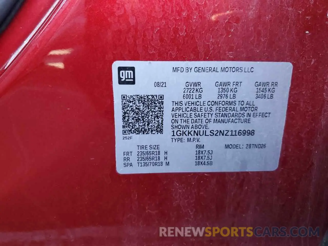 14 Фотография поврежденного автомобиля 1GKKNULS2NZ116998 GMC ACADIA 2022